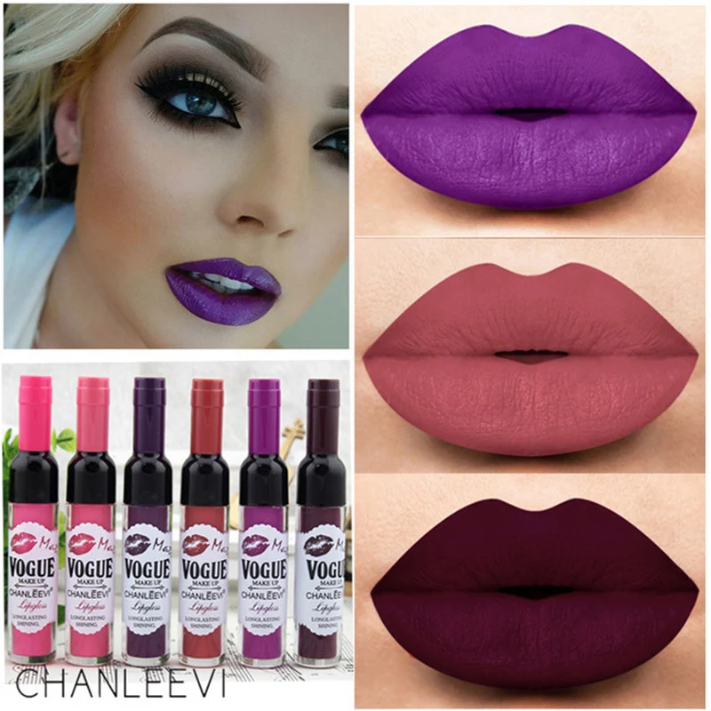 

Wine Bottle Matte Lip Gloss Waterproof Long Lasting Lip gloss Moisturize Lip Tint Cosmetic Liquid Lipstick 5 Colors
