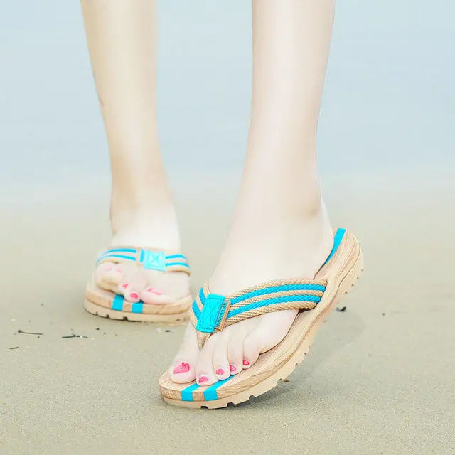 New Arrival Wood Grain Design Women's And Men's Summer Non Slip Sandals Outdoor & Indoor Flip-flops Beach Shower Slippers Shoes (7)