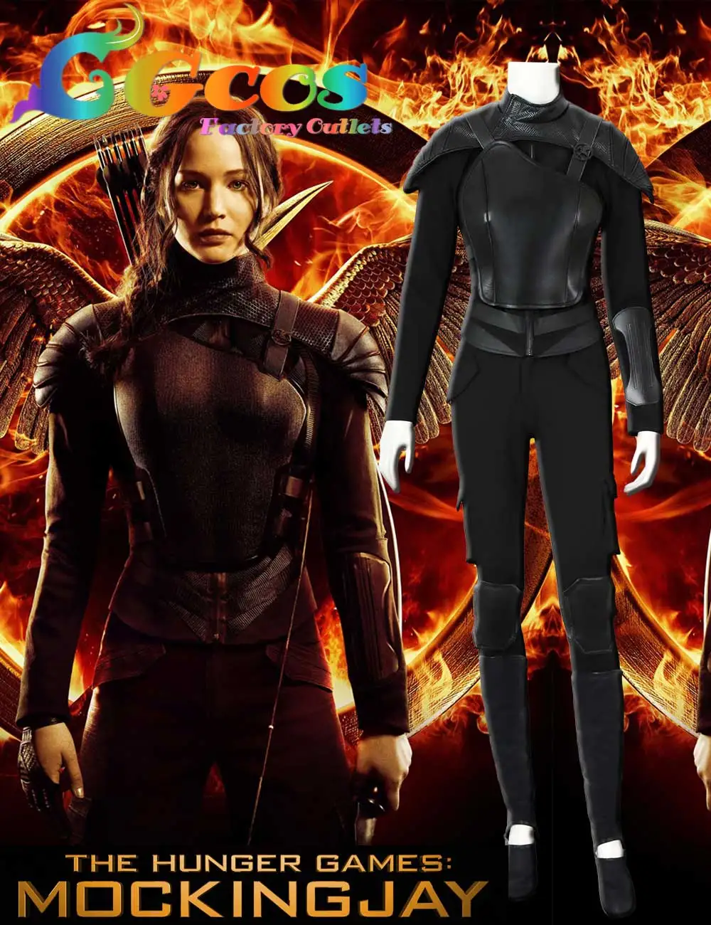 

CGCOS Free Shipping Cosplay Costume The Hunger Games Part 1 Katniss Everdeen Uniform Movie Game Carnival Halloween Christmas