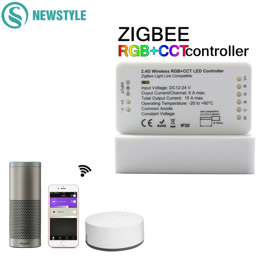 ZIGBEE светодиодный контроллер RGB+ CCT WW/CW Контроллер светодиодный DC12-24V контроллер светодиодной ленты ZLL APP контроллер RGBW RGB диммер