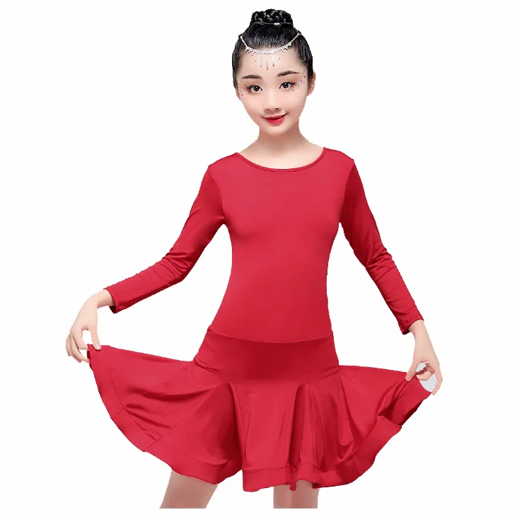 Новые платья для латинских танцев для девочек, одежда для тренировок, детский стандартный бальный зал, сальса, танцевальные наряды, костюм, Черное Красное платье Танго