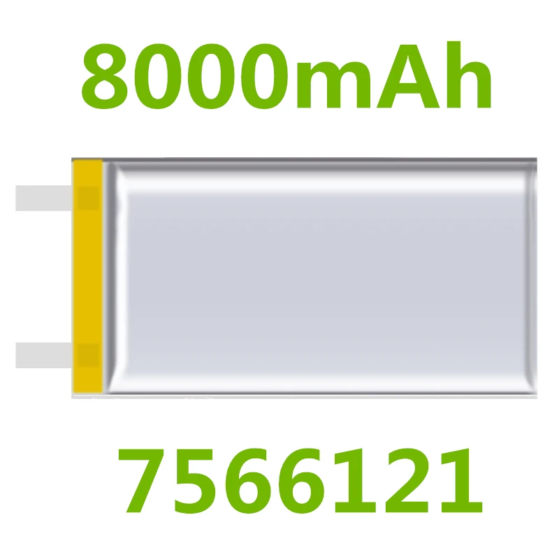 KERNUAP 2 шт. 3,7 в, 8000 мАч, 7566121 плиб; полимерный литий-ионный/литий-ионный аккумулятор для gps, mp4, mp5, dvd, bluetooth, модель игрушки Банк питания