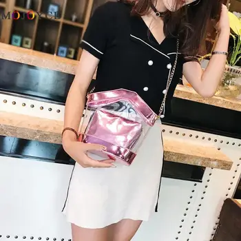 

Summer Transparent Composite Crossbody Bag for Women Clear PVC Lady Chain Shoulder Bucket Bag Female Handbag