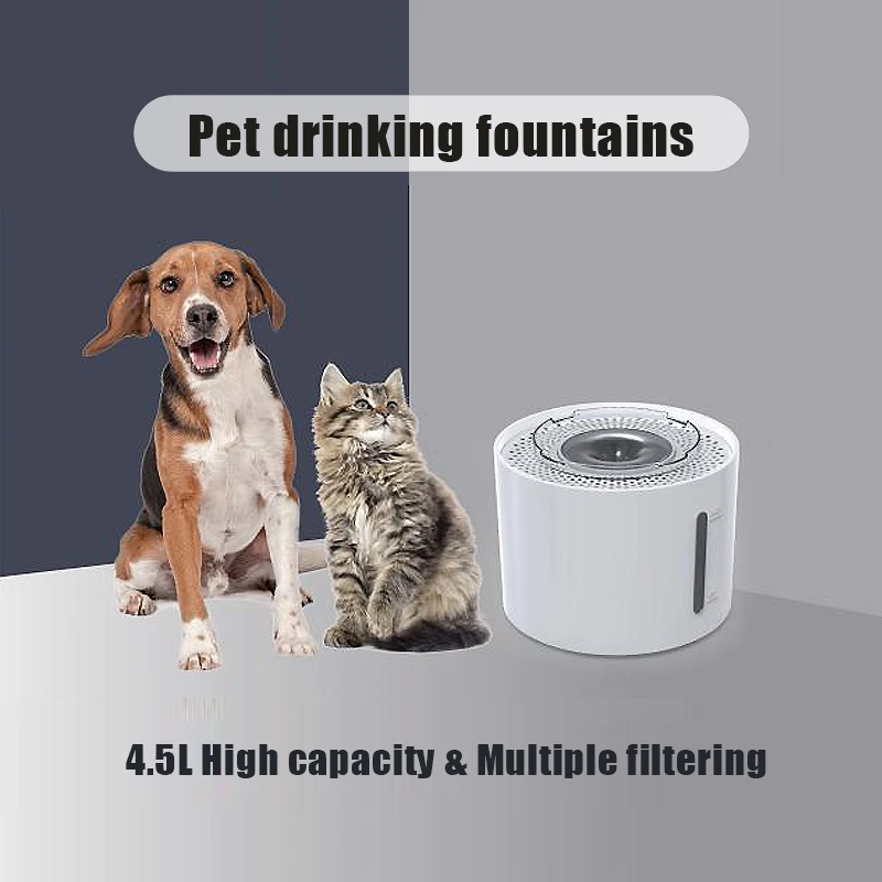Pet Smart Water Dispenser Dog Water Fountain Bamboo Charcoal Filter Cat Automatic Circulation Drinking 4.5L Large Capacity