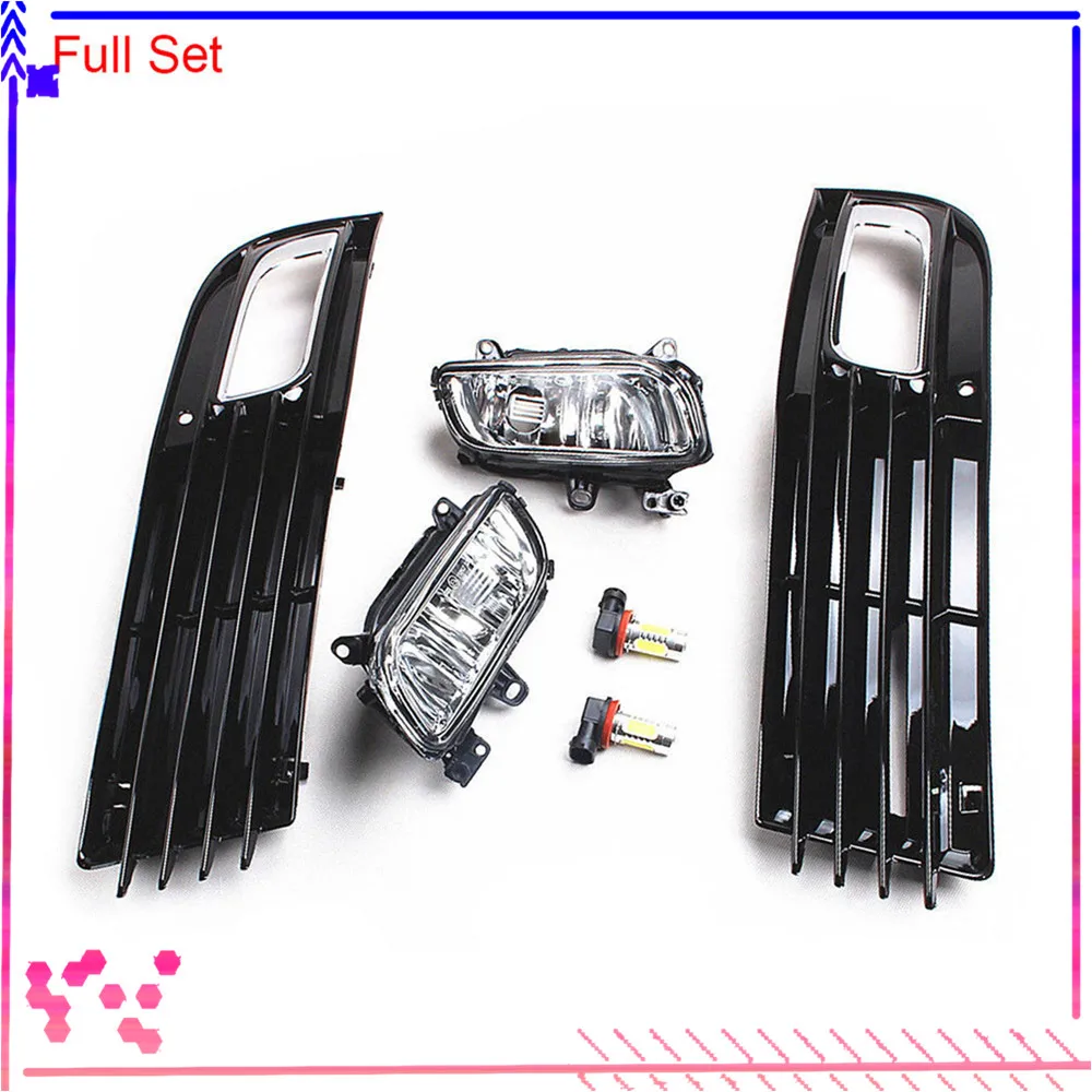 

Black Front Left Right Bumper Lower Fog Light LED Lamp Grilles Cover For AUDI A8 Quattro D3 2008-2010 4E0 807 681 4E0 807 682