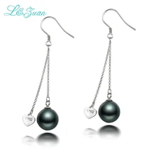 l&zuan S925 New Fashion Silver Round Seashell Pearl Elegant Women Earring Fine Jewelry The Long Drop Earrings For Romantic Party