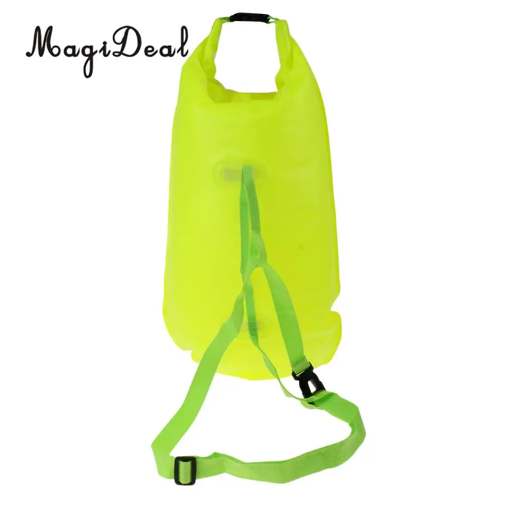 MagiDeal Lightweight High Visibility Inflatable Dry Bag Open Water Swim Float Tow Bag Fluo for Swimming Triathlon Accessories