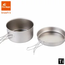 Огонь Клен SnowTi 5 портативный снег Титан 1.35 L Открытый горшок Кемпинг и 0,55 Л Сковорода сверхлегкий 195 г котелки Кемпинг набор