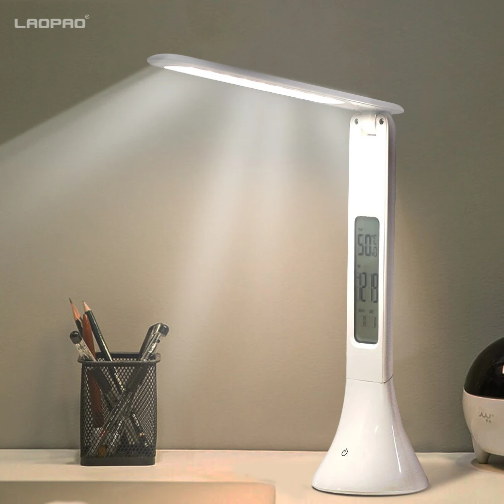 

3.5W LED Desk Lamp Foldable Dimmable Touch Table Lamp with Calendar Temperature Alarm Clock table Light Night Lights