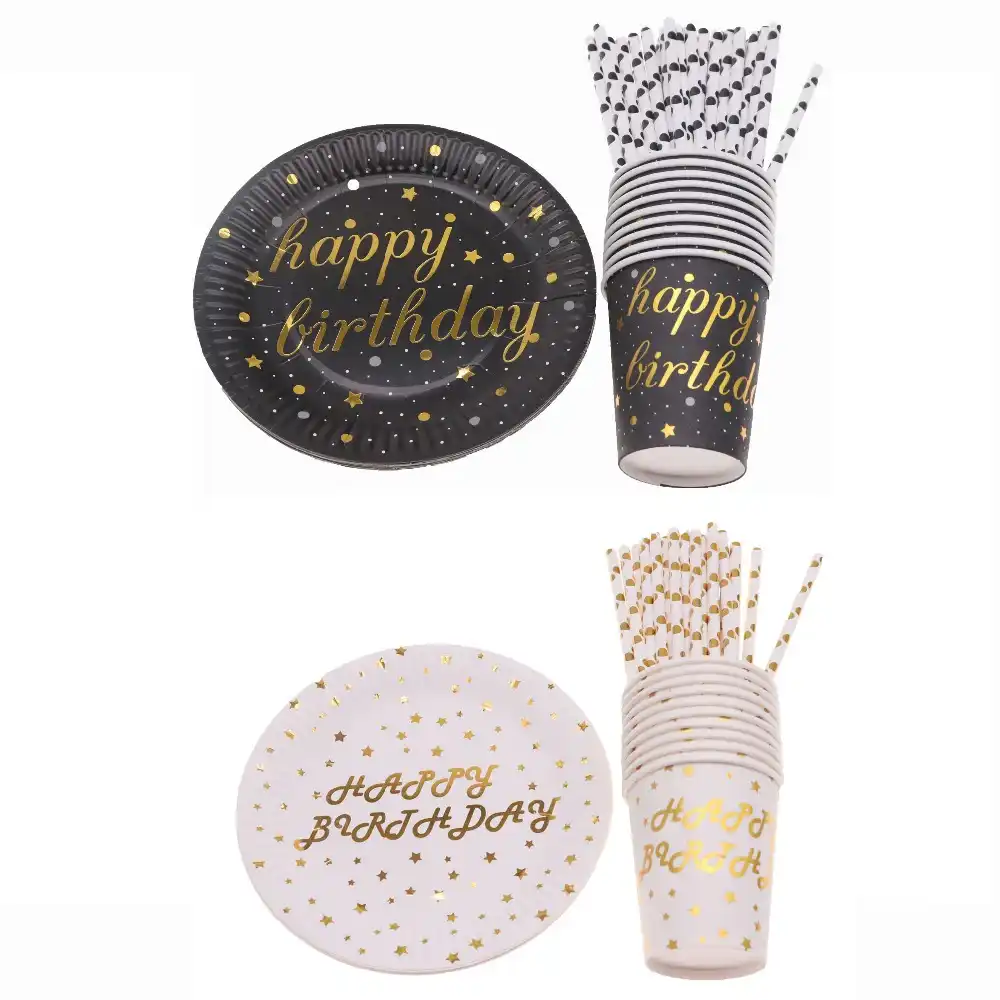 Товары для дня рождения набор Золотой бант для кукол или одежды Посуда Бумажная емкость для трубочек чашка День Рождения украшения для дома...