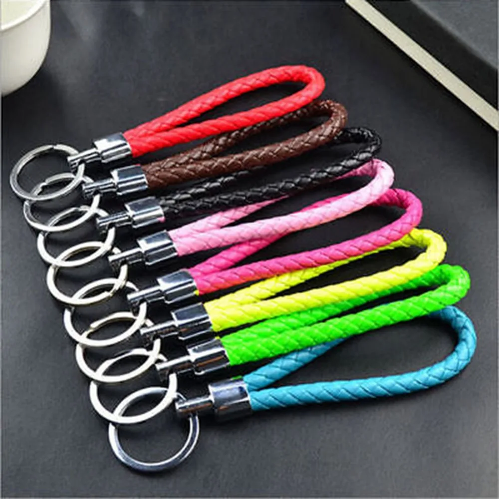 Unisex Leather PU Keychain Couple Fashion Keyring Creative Leather Rope