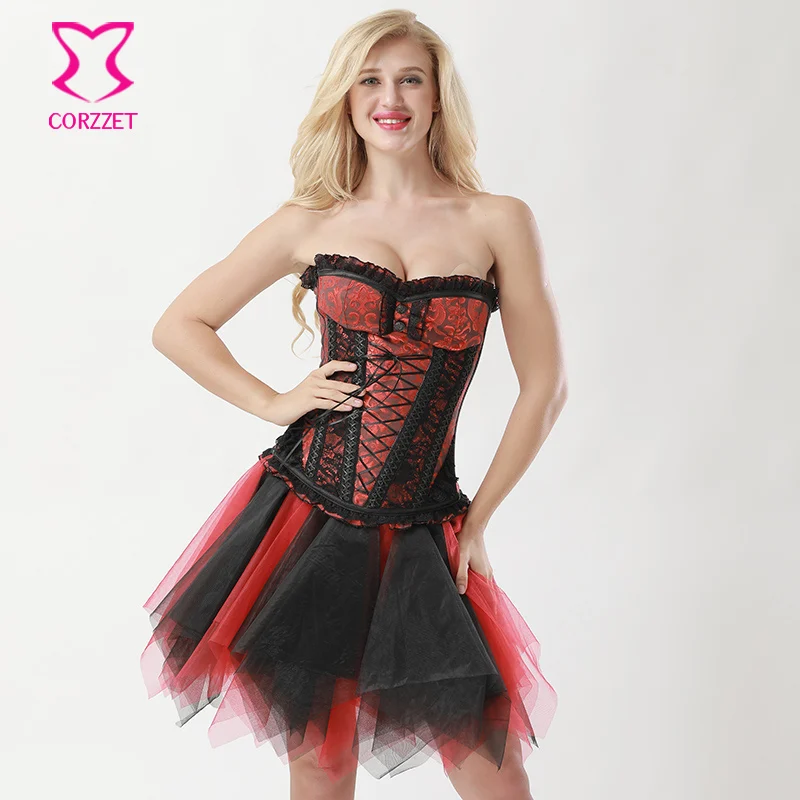 Корсет женский из красной и черной парчи с косточками steampunk corset gothic corsetcorset corselet | Бюстье и корсеты -32822868392