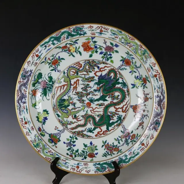 Dragon phoenix Pattern Big plate porcelain vintage home decor crafts ... Dragon phoenix Pattern Big plate porcelain vintage home decor crafts ...
