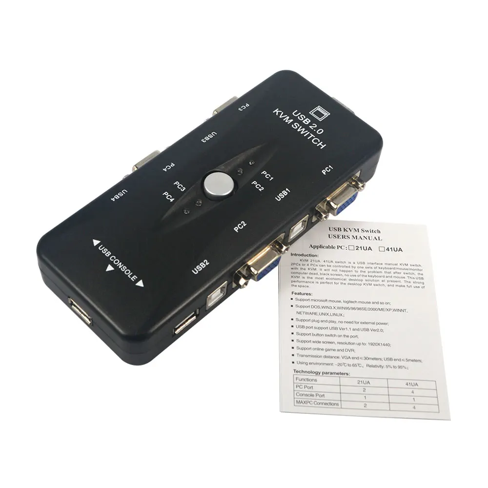 Kebidumei популярный 4 портовый концентратор USB 2 0 KVM VGA/SVGA адаптер для подключения