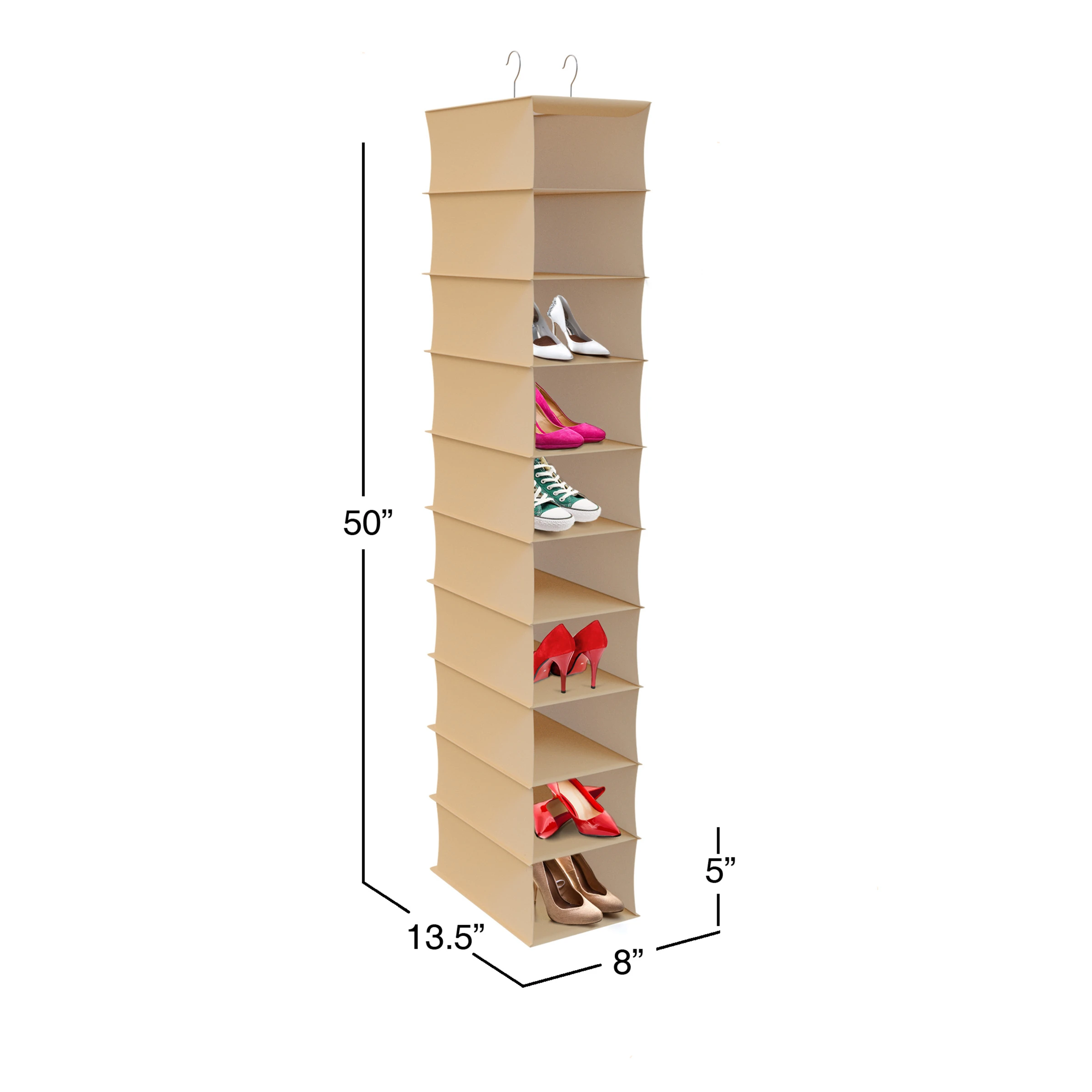 Hanging Closet Organizer 10 Shelves Storage Space Hanging Hook Shoes Clothes (3)