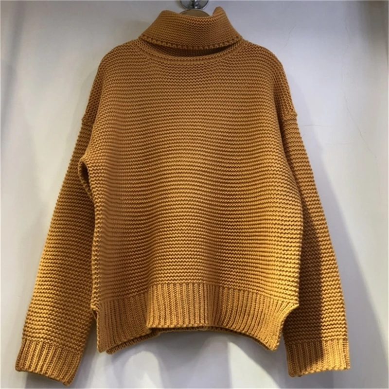 SINFEEL, вязаный свитер с высоким воротом большого размера, Женский Повседневный пуловер, Осень-зима, уличная одежда, женские свитера и пуловеры