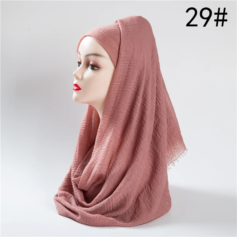 Чистый цвет хиджаб шарф для женщин Твердые шали и обертывания большой пашмины мягкий хлопок головной платок шарфы зима echarpe femme хиджабы 66 цветов - Цвет: 29