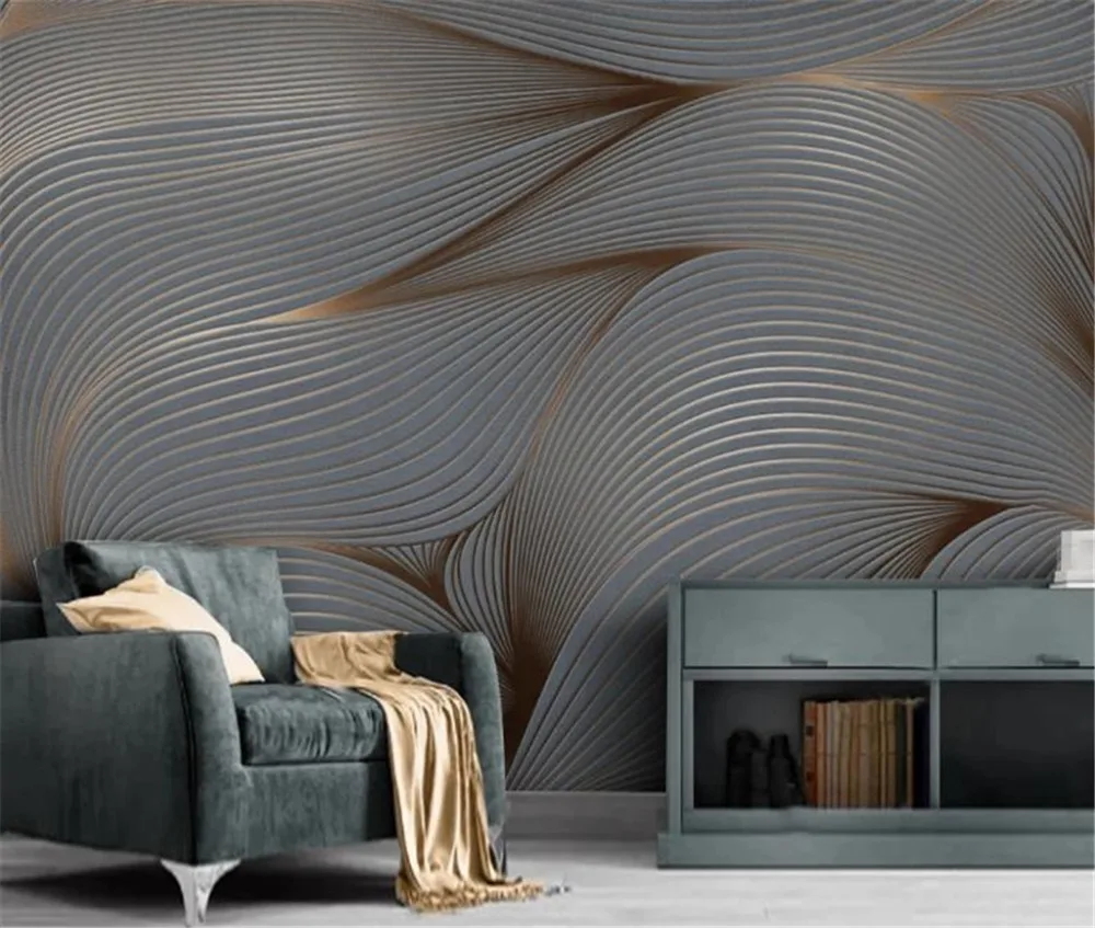 3d обои фрески геометрические абстрактные линии Ретро Винтаж современный простой свет роскошный фон настенная бумага