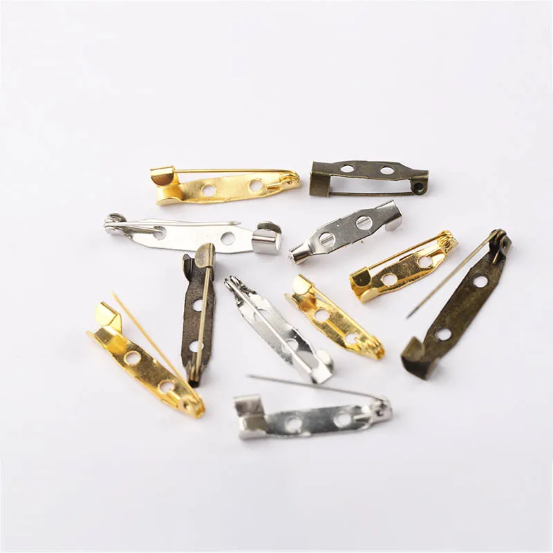 50 Gold silver plated bronze brooch blank pins clasp jewelry findings 20//25//30mm