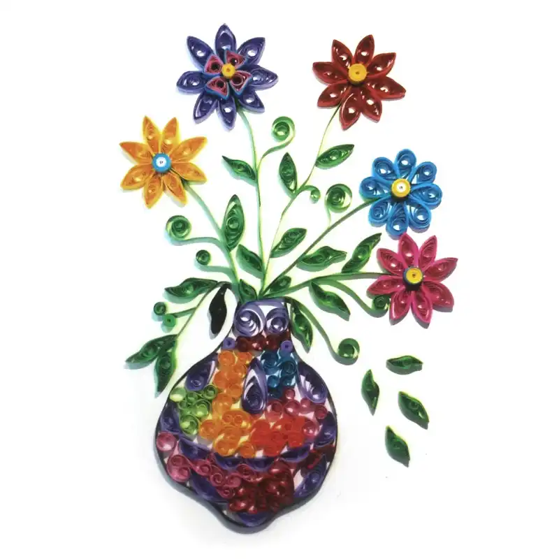3d Flower Vase Model Paper Folded Quilling Painting Art Diy