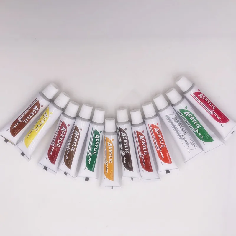 Ceny Profesjonalny 24 kolory 12ML zestaw farb akrylowych Nail artystyczny obraz wodoodporny farba do tkanin narzędzia do rysowania dla dzieci DIY