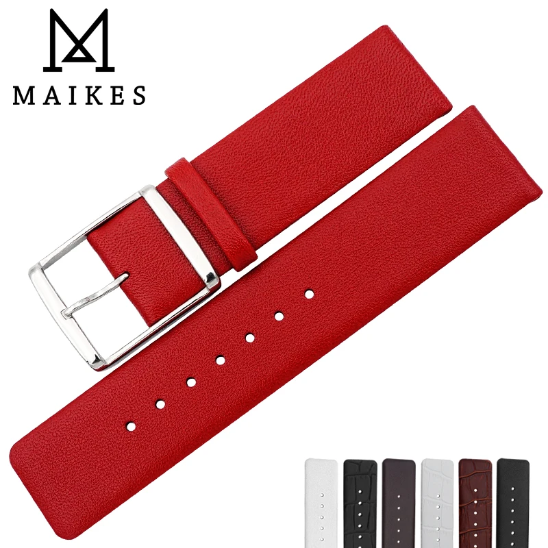 MAIKES Luxury Red Genuine Leather Watch Strap Soft High-Priced CK Watch Accessories Watch Bands For Calvin Klein Watch Band
