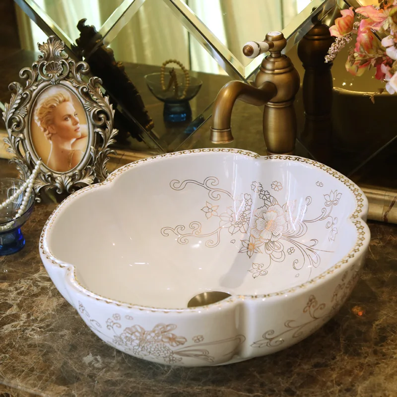China Artistic Handmade Art Ceramic Wash Basin counter top ceramic washing basin Bathroom Sinks (1)
