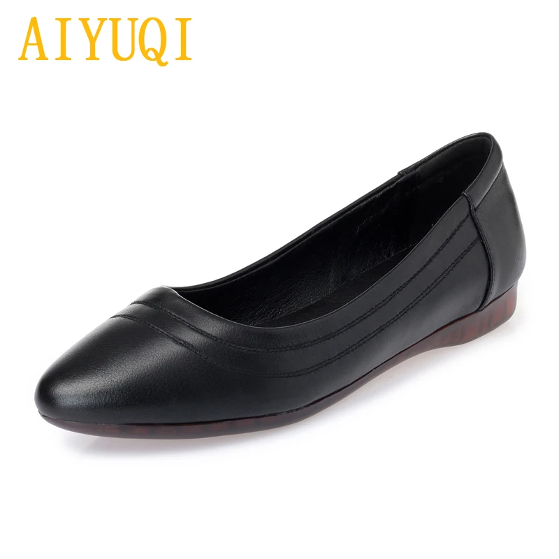 

AIYUQI Genuine leather women's shoes 2019 spring new casual women's flat shoes, large size 41 42 43 soft bottom mother shoes