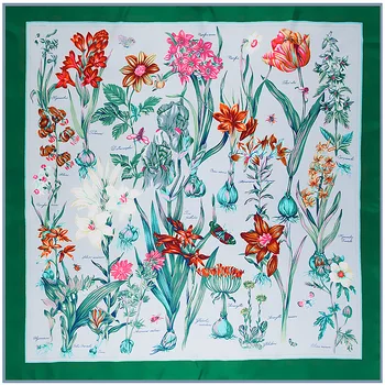 

Square Scarf for Women Florals Print Silk Foulard Female Large size Blanket Wrap NEW [3610]