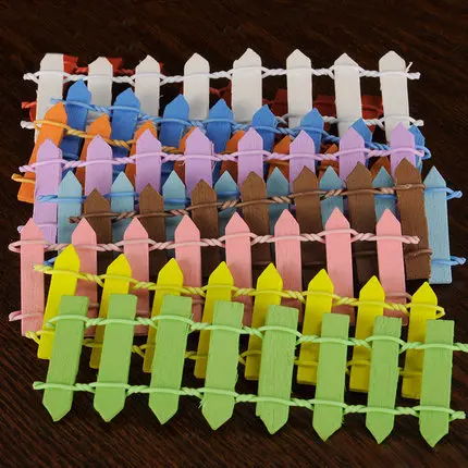 

Architectural model material landscape small railway creative decorative wooden fence 6 colors, 2 pieces of each, 12 pieces
