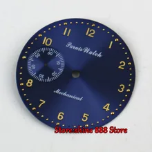 38,9 мм синий циферблат Калибр ETA 6497 Чайка механизм часы Чехол