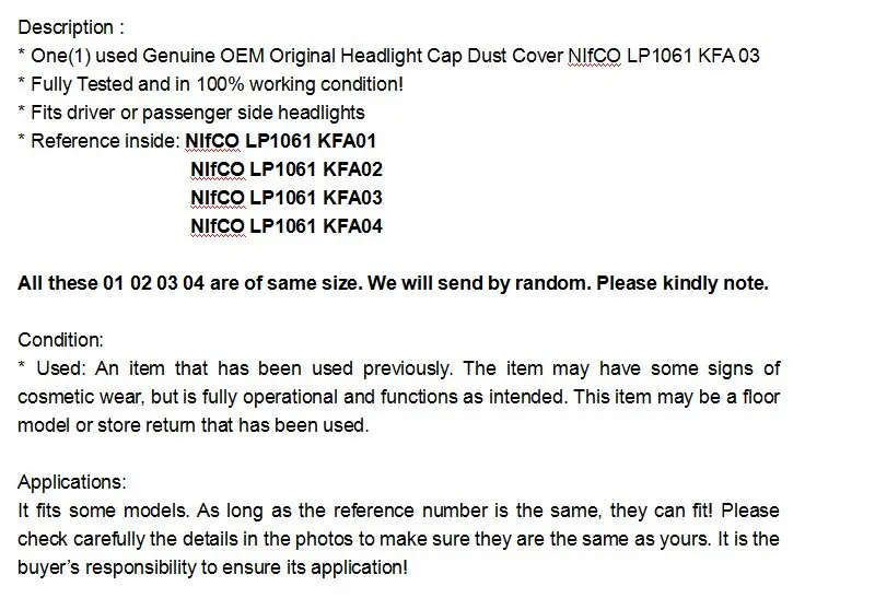 headlight cap nifco LP1061 KFA03