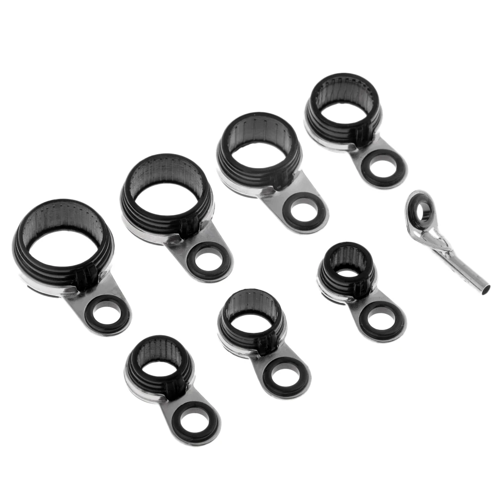 8 Pieces Telescopic Fishing Rod Guides and Tips Repair Kit Ceramic Ring Saltwater Freshwater Spinning Casting Rod Guides