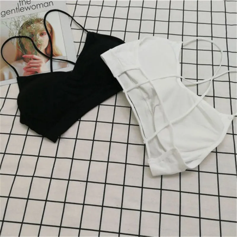 2018 Summer Autumn Women workout camisole bandage Crop top black white Modal Strap Fashion Backless fitness tank tops women 2018 Summer Autumn Women workout camisole bandage Crop top black white Modal Strap Fashion Backless fitness tank tops women