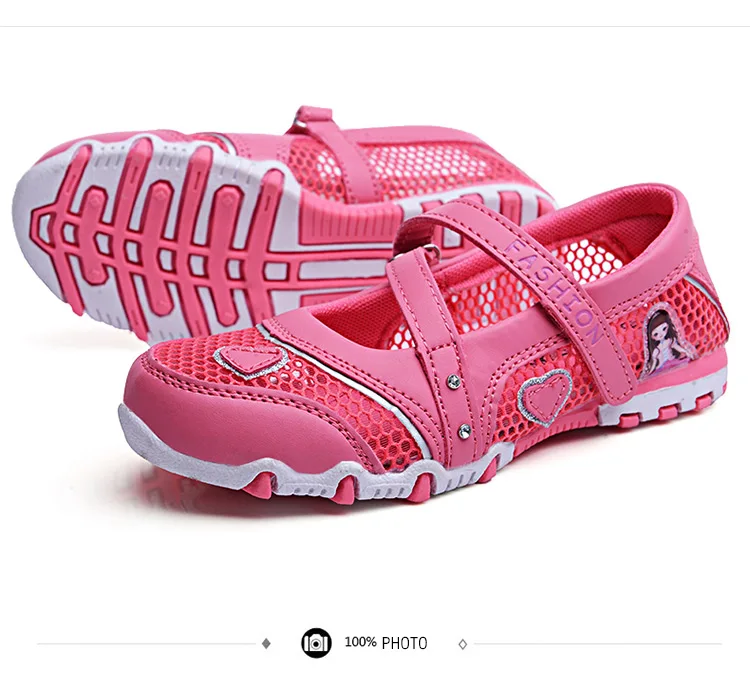 UOVO Spring Shoes For Kids Girls Princess Shoes 2020 Breathable Mesh Shoes For Little Girls Cartoon Flats Children Size 27#-33#