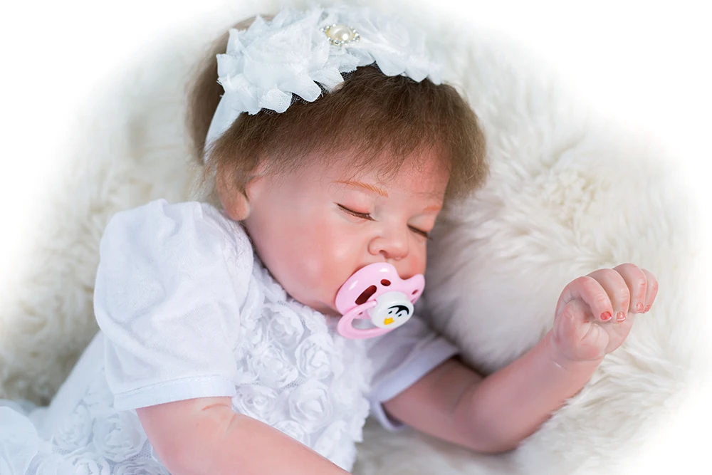 Закрытые глаза Bebe Reborn Doll 20 дюймов Мягкие силиконовые виниловые куклы Мягкие силиконовые Reborn Baby Doll Новорожденные реалистичные Bebe Reborn Doll