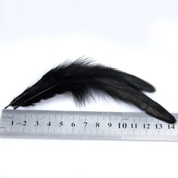 50pcs Black Dyed Rooster Cock Feather Decoration Hat Costume Craft DIY 4-7 Inch