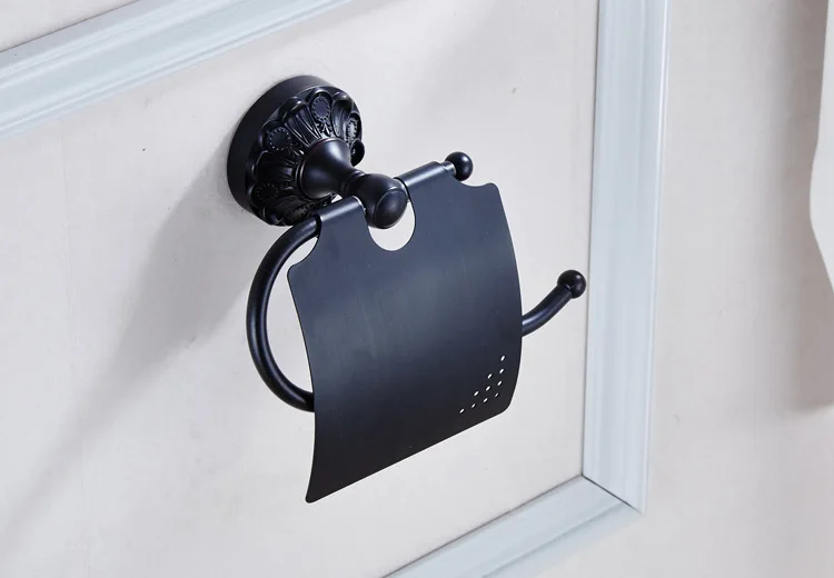Роскошный черный бронзовый резьба держатель туалетной бумаги твердая медь sujetador de papel 2705