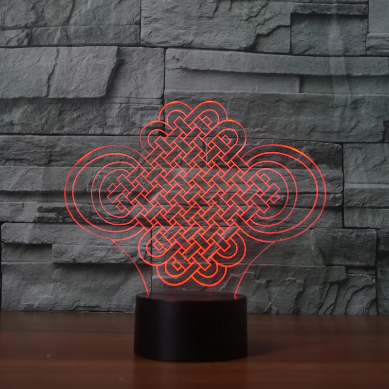 3D Лаки Китайский Узелок настольная лампа светодиодный ночник для детей USB сна