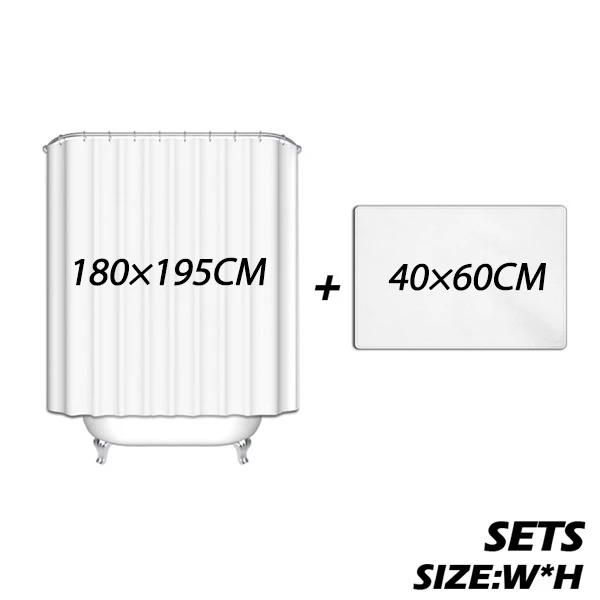Лавандовая душевая занавеска в комплекте водонепроницаемая ткань для ванной Шторка для ванной с нескользящим напольным ковриком - Цвет: Set-40x60 180x195cm