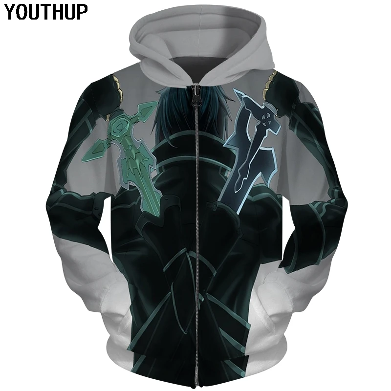 YOUTHUP 2020 аниме 3d толстовки для мужчин персонаж принт на молнии с капюшоном мужская