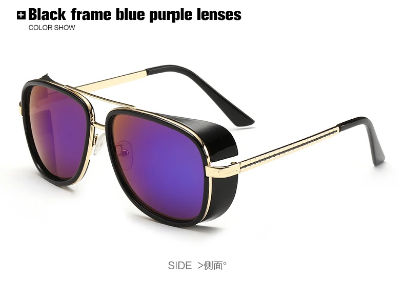 Железный человек 3 Matsuda TONY Stark солнцезащитные очки мужские модные солнцезащитные очки Брендовые дизайнерские винтажные цветные линза в металлической оправе мужские солнцезащитные очки - Цвет линз: black-purple