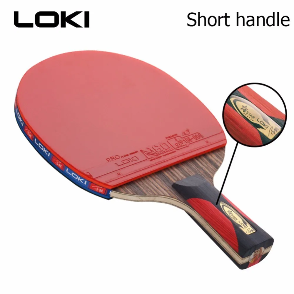 LOKI 6 Star, профессиональная тренировочная ракетка для настольного тенниса, черное углеродное лезвие, ракетка для настольного тенниса, обидная ракетка для пинг-понга с сумкой - Цвет: Short Handle