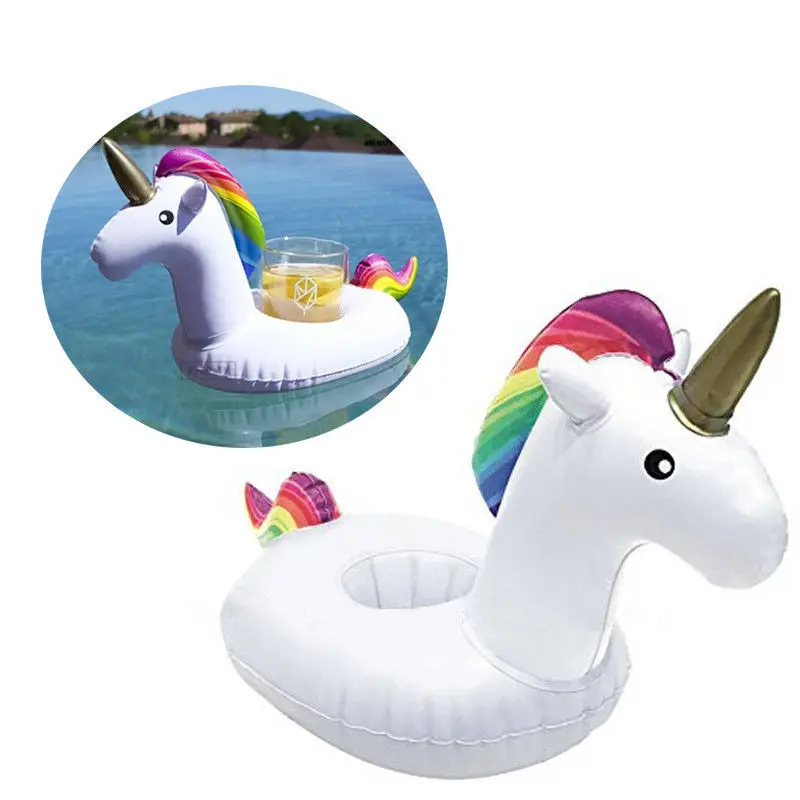 1 Pcs Mini Summer Unicorn Inflatable Cup Holder Drink Floating Party Beverage Boats Phone Stand Holder