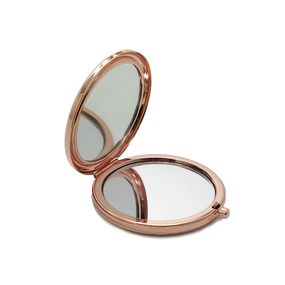 

1PC Mini Portable Makeup Mirror Gold Solid Color Metal Round Case Double-Side Pop-Up Pocket Mirror Beauty Accessories Rose Gold