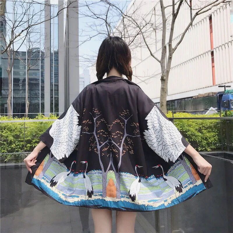 Summer Thin Section Japanese Kimono Traditional 2019 New Anime Printing Clothing Cardigan Kimonos Men Women