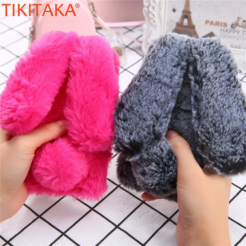 

Cute Plush Warm Cell Phone Cases For iPhone 7 7 Plus Animal Rabbit Dars Tail Carcasas Coque Capa For iPhone 7 8 8 Plus Case