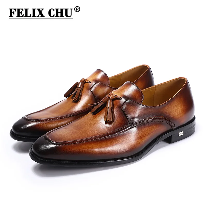 FELIX CHU 2018 Mens Street Fashion Tassel Loafers Genuine Leather Brown Formal Shoes Party Wedding Men Dress Casual Footwear FELIX CHU 2018 Mens Street Fashion Tassel Loafers Genuine Leather Brown Formal Shoes Party Wedding Men Dress Casual Footwear