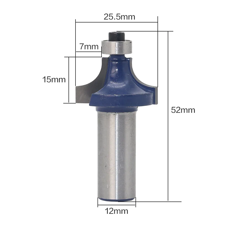 1 шт. 12 мм хвостовик две флейты карбида угловой круглый над фреза для отделки кромки бит с шариковым подшипником вольфрамовые фрезы для дерева