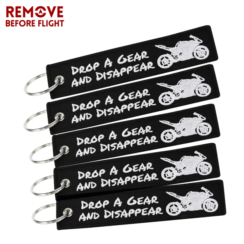 10 Pcs/lot Cool Black Motorcycle Keychain Llaveros For Cars Embroidery